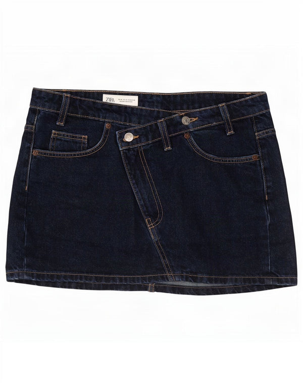 Zara Damen Mini-Jeansrock Medium W28 Marineblaue Baumwolle