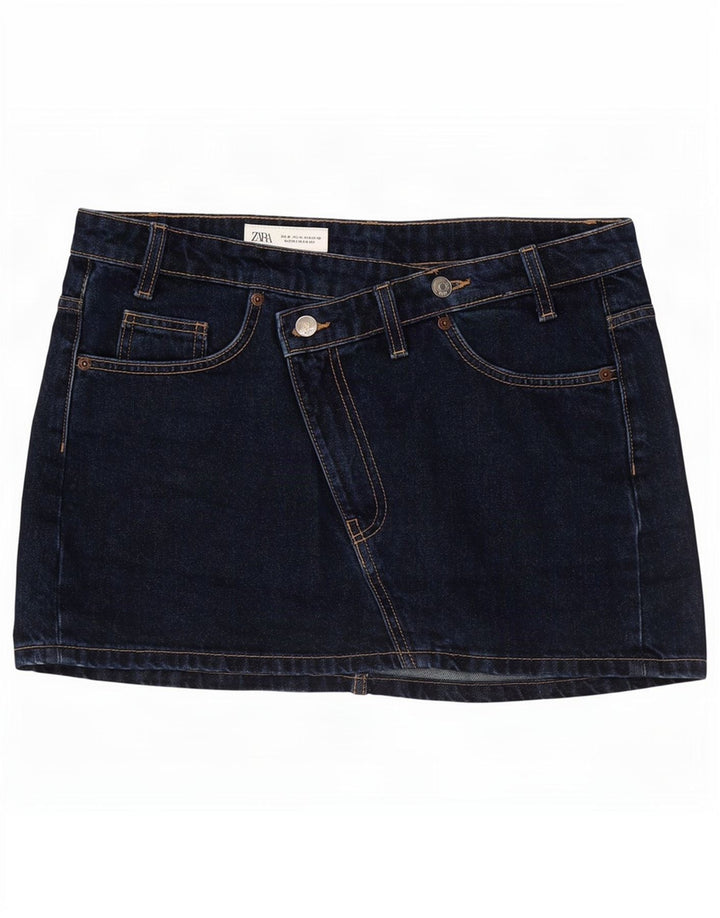 Zara Damen Mini-Jeansrock Medium W28 Marineblaue Baumwolle