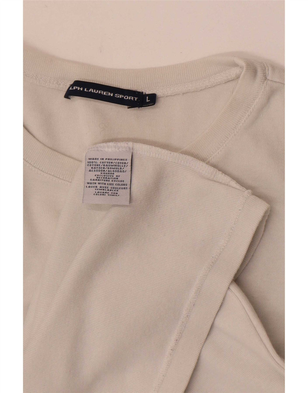 Ralph Lauren Damen Top Langarm UK 14 Large Weiße Baumwolle