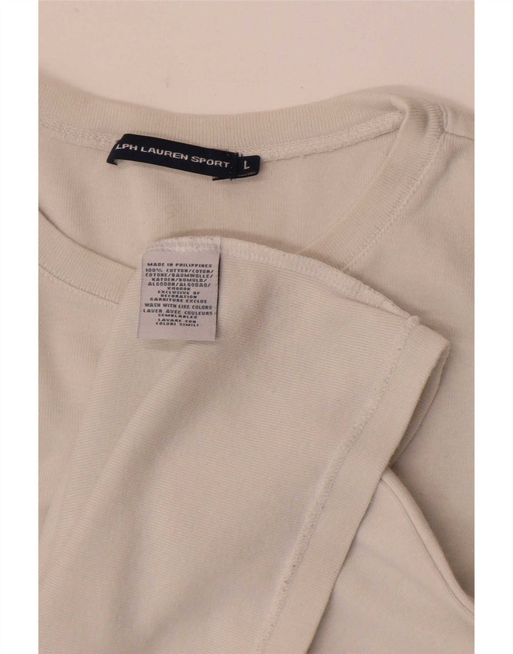 Ralph Lauren Damen Top Langarm UK 14 Large Weiße Baumwolle