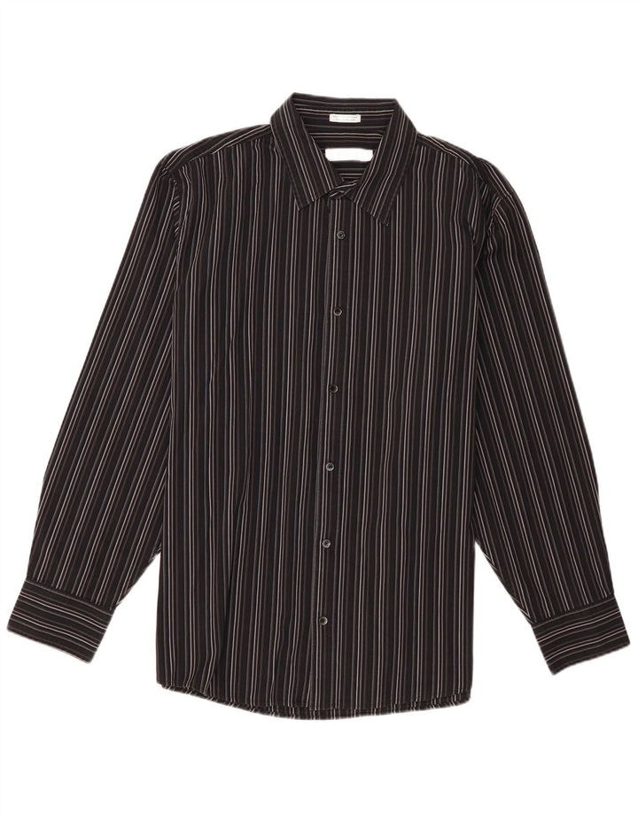 Calvin Klein Herrenhemd XL schwarz gestreift aus Baumwolle