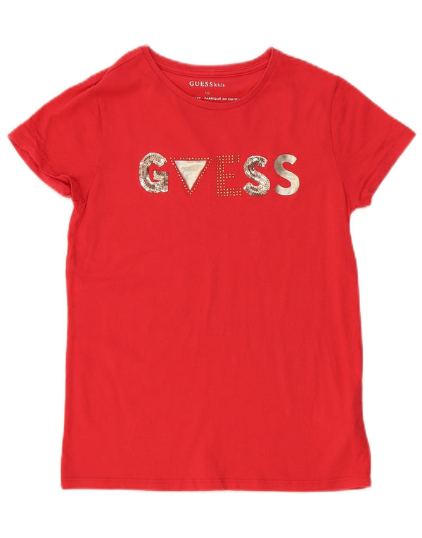 GUESS Mädchen-T-Shirt mit Grafik, 15–16 Jahre, rote Baumwolle
