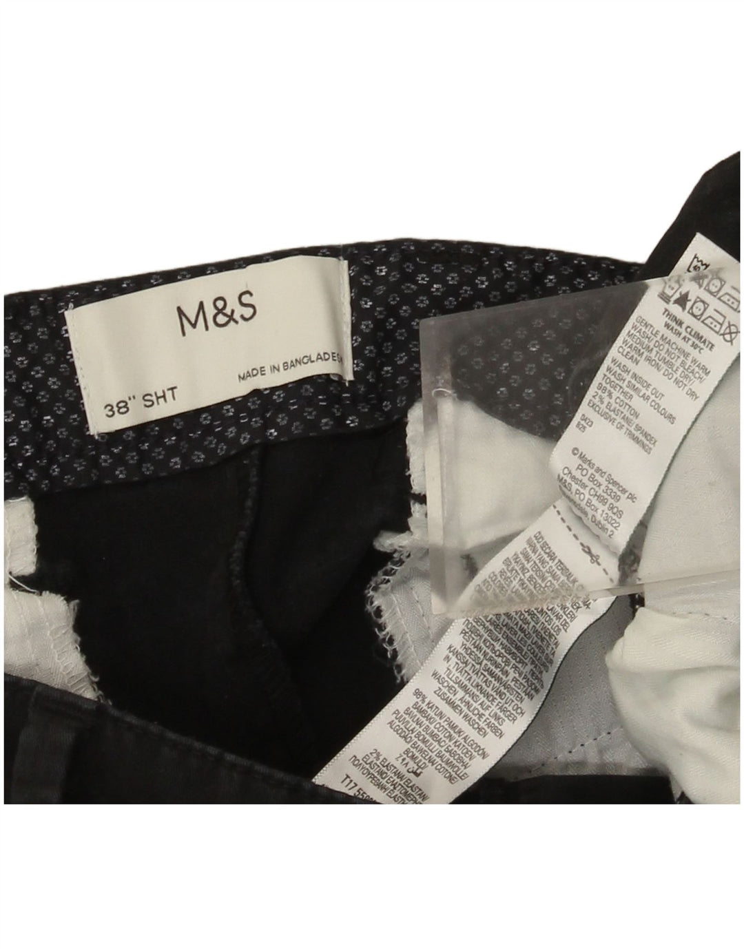Marks & Spencer Herren Chinoshorts W38 XL Schwarz Baumwolle