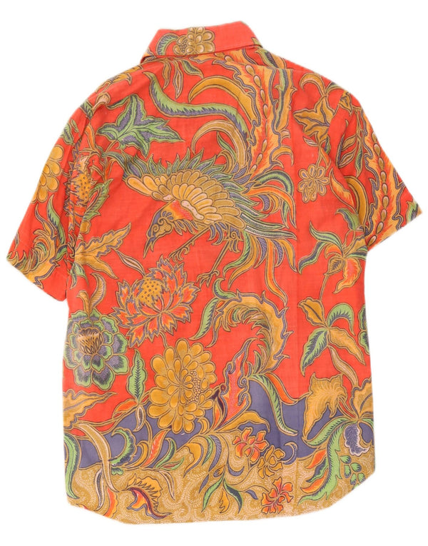 Vintage Herren Kurzarmhemd Medium Mehrfarbig geblümt