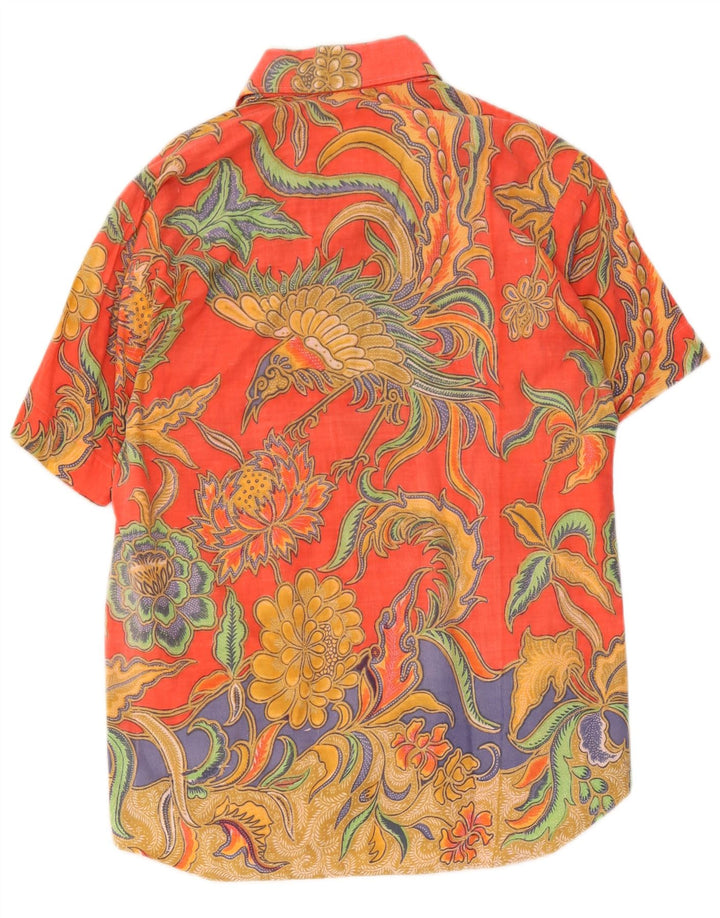 Vintage Herren Kurzarmhemd Medium Mehrfarbig geblümt