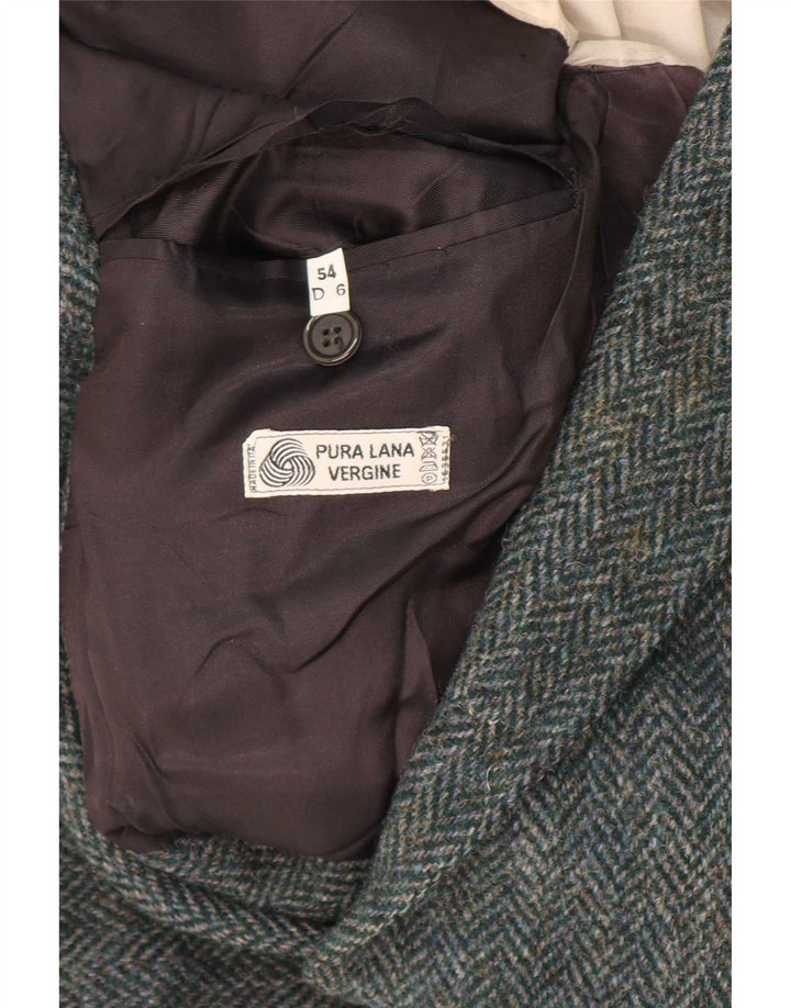 Harris Tweed Herren-Blazer mit 2 Knöpfen, IT 54 2XL, grünes Fischgrätenmuster