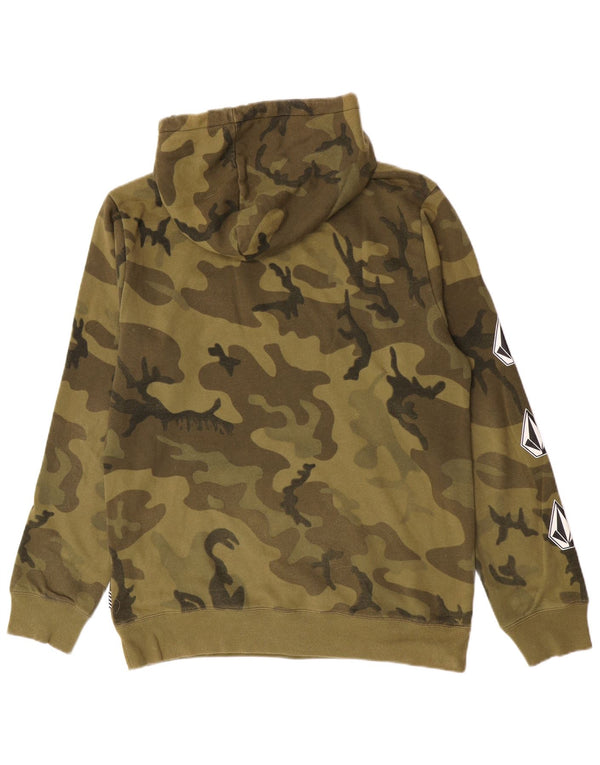 Volcom Mens Graphic Hoodie Jumper Medium Khaki Camouflage Cotton