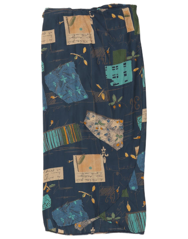 Vintage Damen Wickelrock W30 Medium Marineblau Patchwork