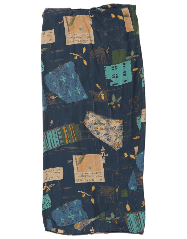 Vintage Damen Wickelrock W30 Medium Marineblau Patchwork