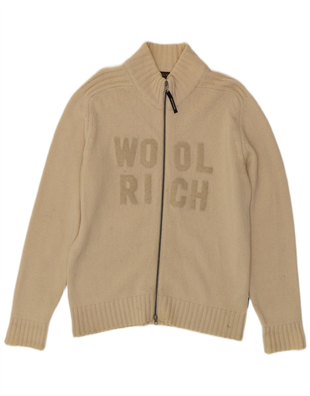 Woolrich Herren-Cardigan mit Grafik, mittelbeige Wolle