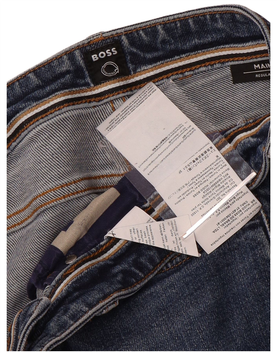 Hugo Boss Herren Regular Straight Jeans W33 L28 Blaue Baumwolle