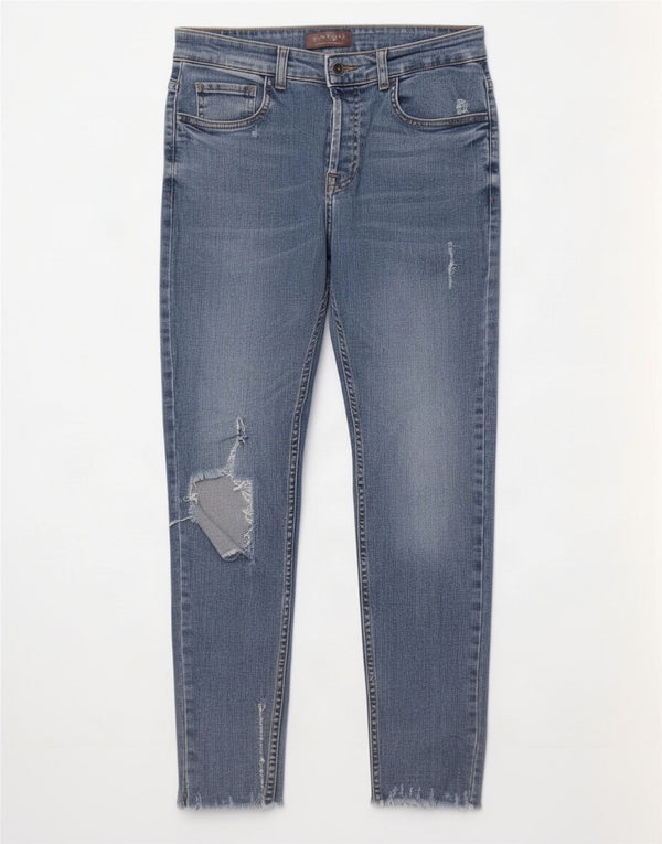 Zara Herren Distressed Skinny Jeans EU 42 Large W32 L28 Blau