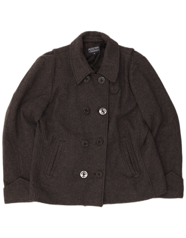 Polo Ralph Lauren Damen Pea Coat UK 18 XL Graue Wolle