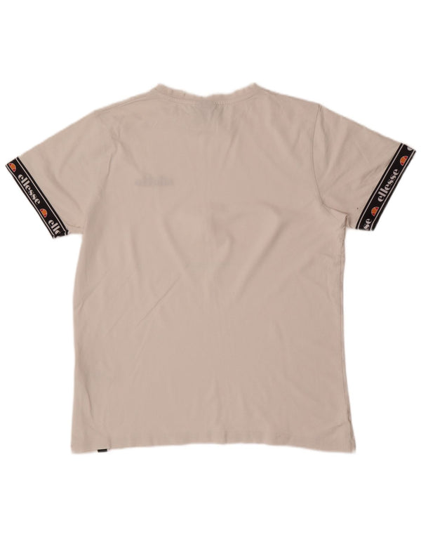 Ellesse Herren-Grafik-T-Shirt-Oberteil aus mittelweißer Colourblock-Baumwolle