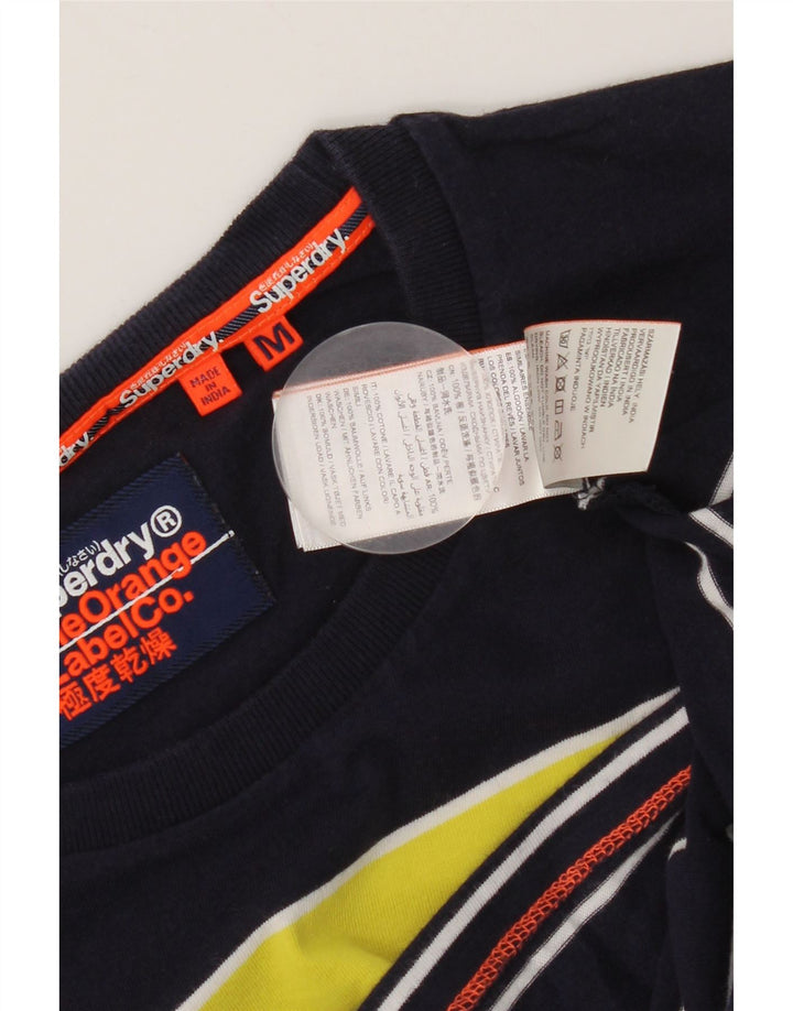Superdry Herren-T-Shirt-Oberteil aus mittlerer marineblauer Colourblock-Baumwolle