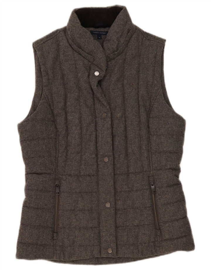 Tommy Hilfiger Damen Wattierte Weste UK 14 Mittelgraue Wolle