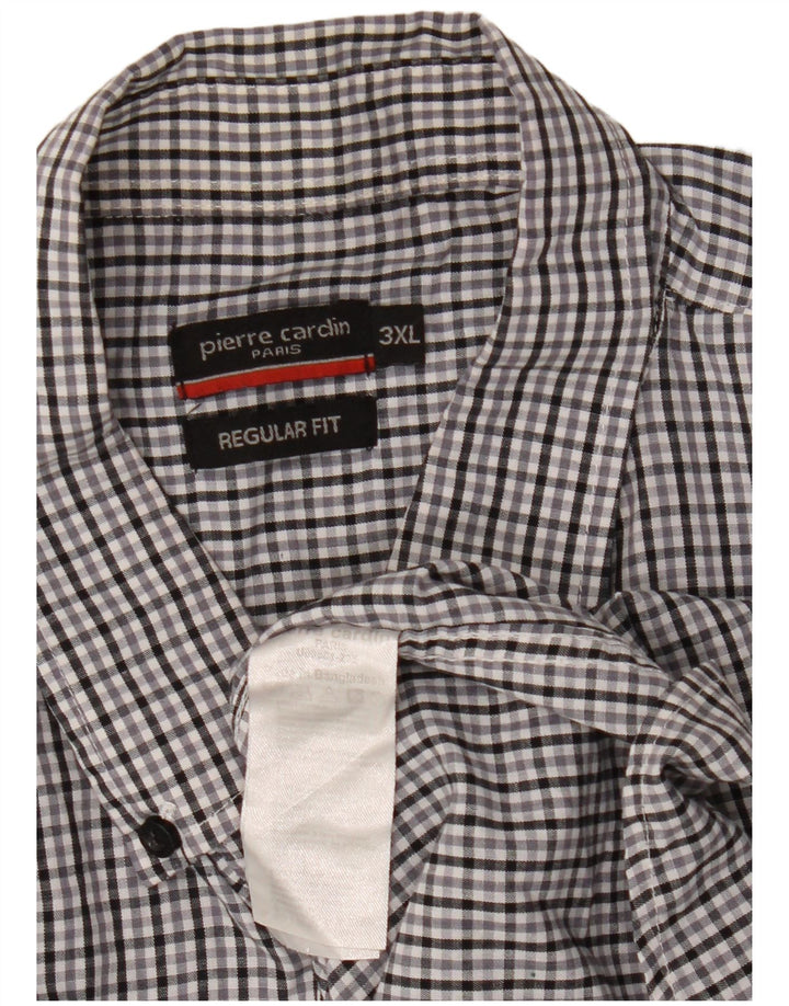 Pierre Cardin Herren-Hemd, kurzärmelig, reguläre Passform, 3XL, grau kariert, Polyester