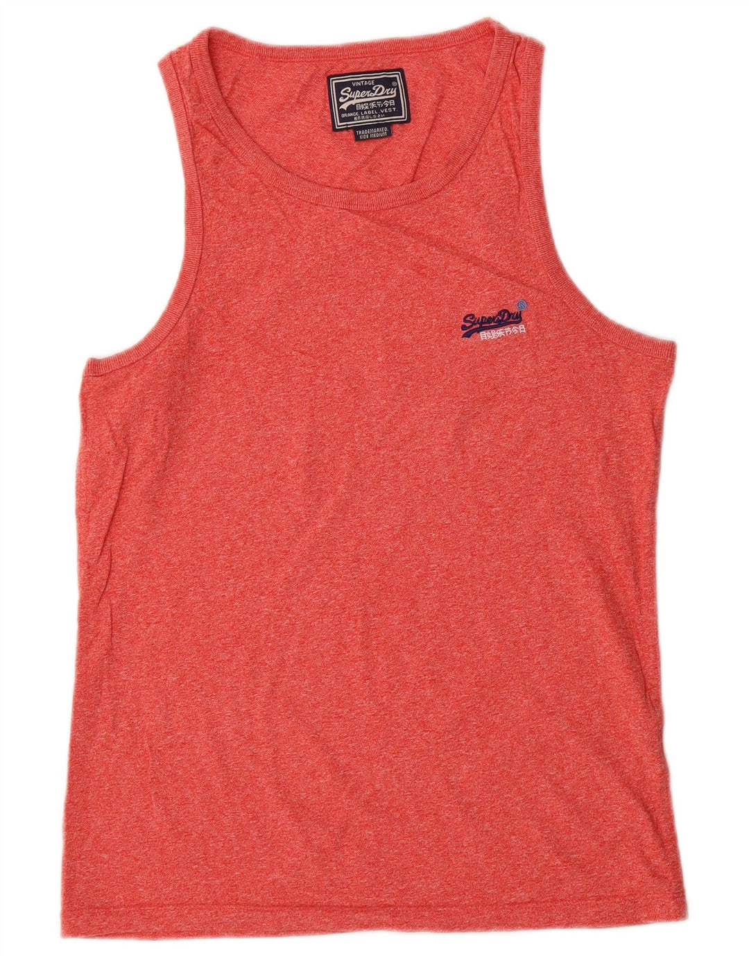 Superdry Herren-Trägershirt aus mittelrot gesprenkelter Baumwolle