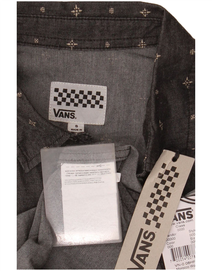 VANS Damen ärmelloses Jeanshemd UK 10 Small Grau gefleckte Baumwolle