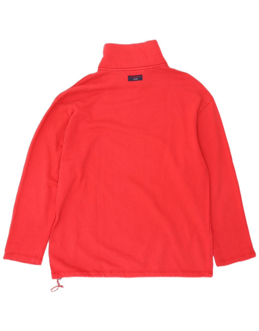 Tommy Hilfiger Herren-Oberteil mit Reißverschluss, langärmelig, groß, aus roter Baumwolle
