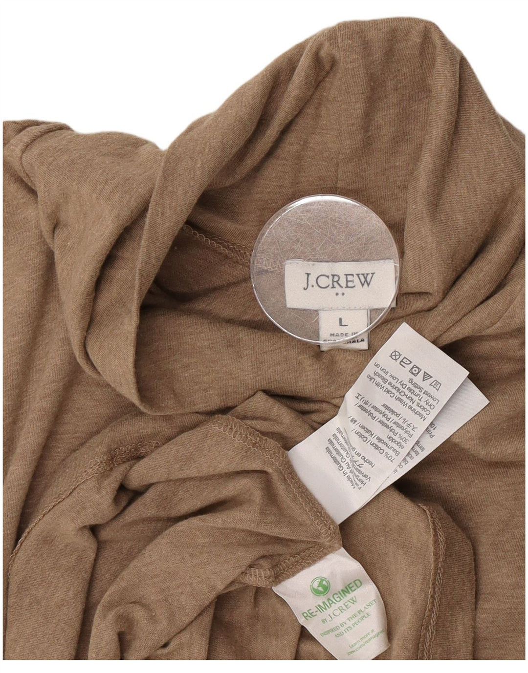 J. Crew Rollkragen-Blusenoberteil für Damen, UK 14, Größe L, Braun, Baumwolle