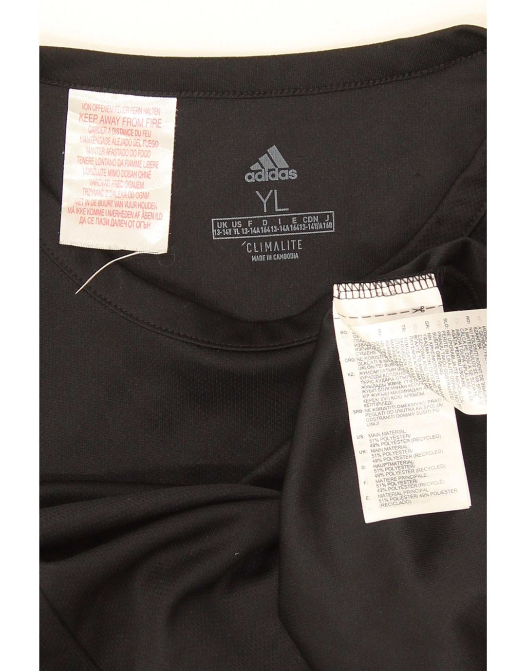 Adidas T-Shirt für Jungen, 13–14 Jahre, schwarzes Colourblock-Polyester