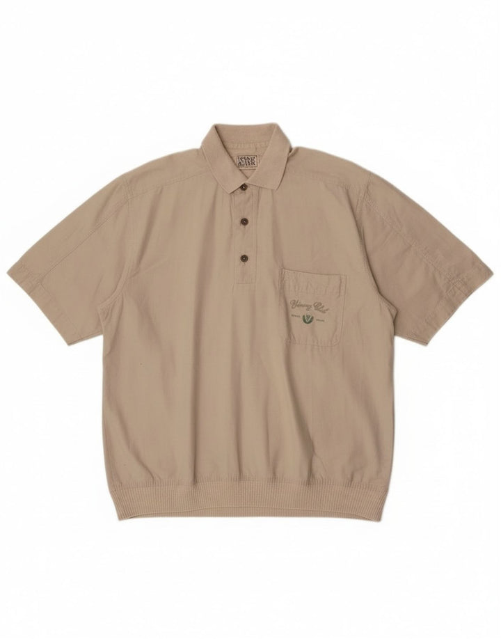 Donny & Max Herren Kurzarm-Pulloverhemd Mittelbeige