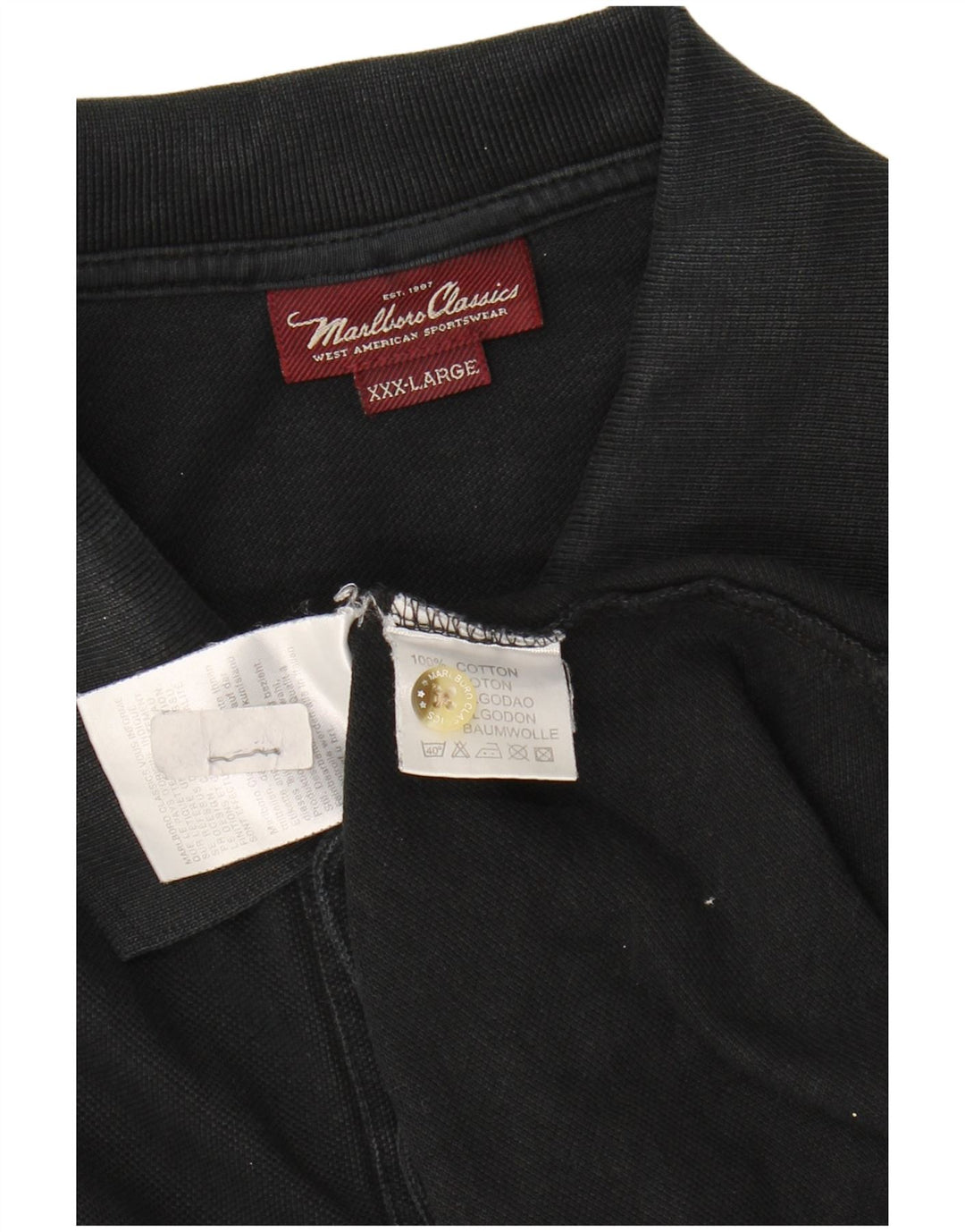 MARLBORO CLASSICS Mens Polo Shirt 3XL Black Cotton