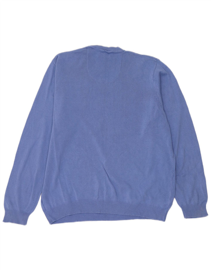 Marks & Spencer Herren-Pullover, reguläre Passform, V-Ausschnitt, Größe L, Blau, Baumwolle