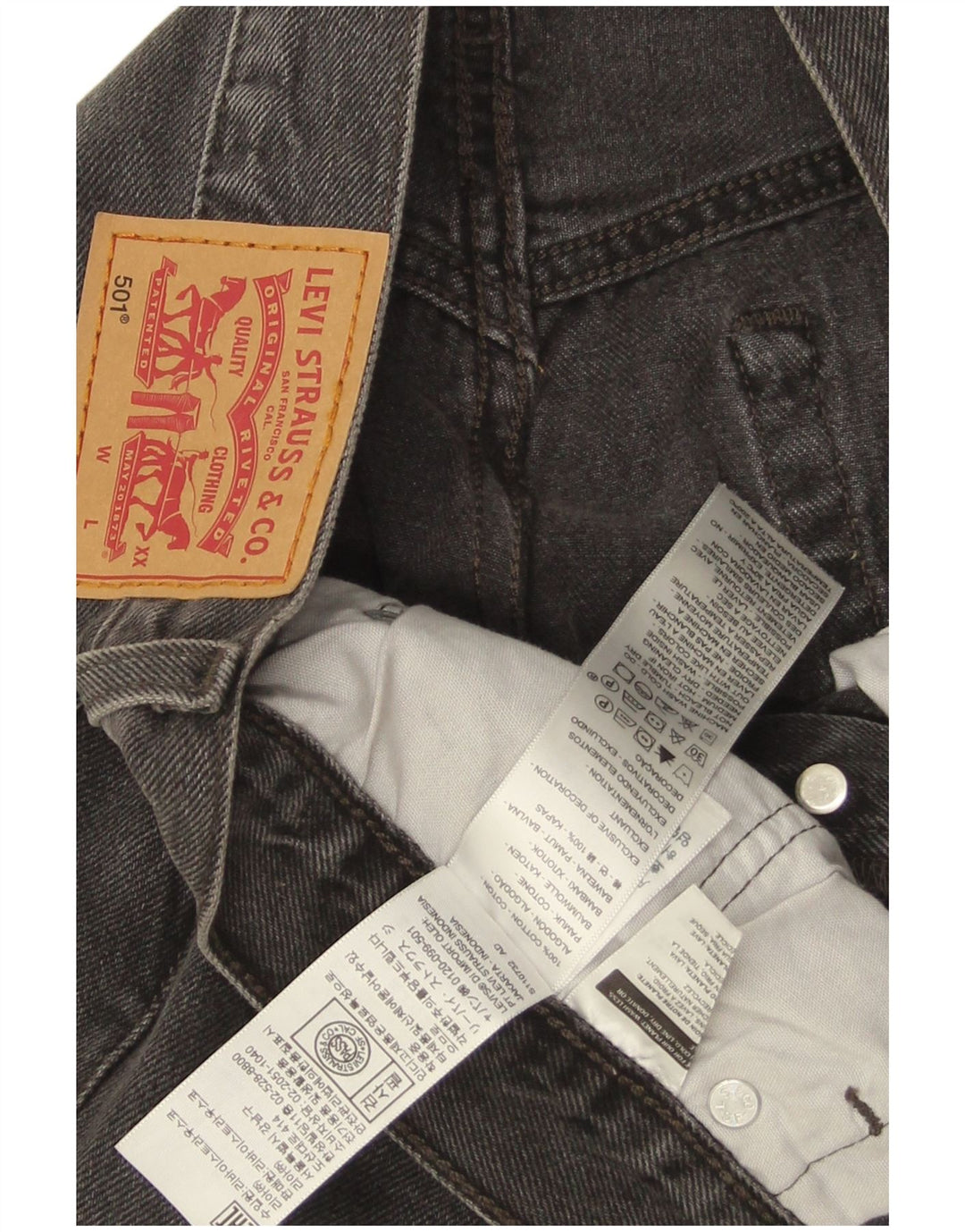 Levi's Herren 501 Straight Jeans W30 L28 Schwarze Baumwolle