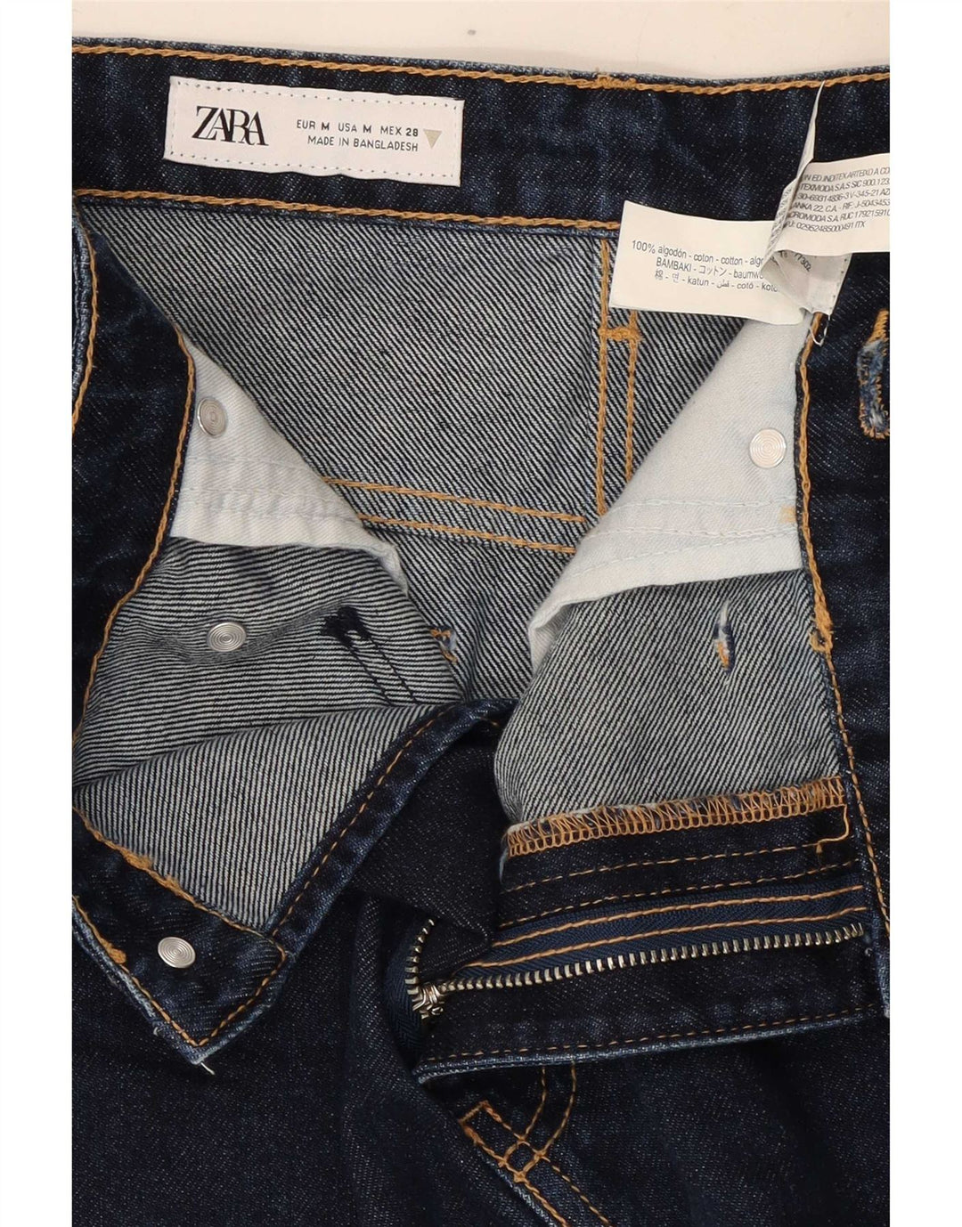 Zara Damen Mini-Jeansrock Medium W28 Marineblaue Baumwolle