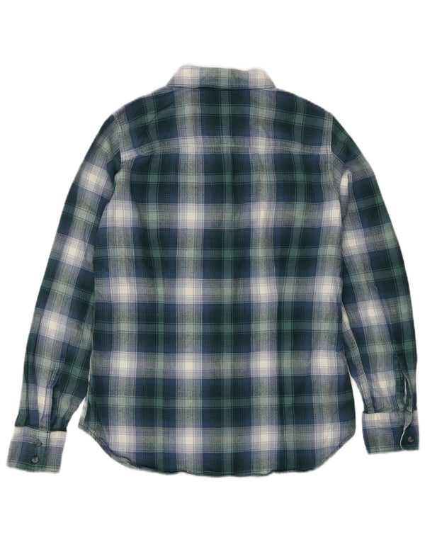 EDDIE BAUER Damen Flanellhemd UK 10 Small Green Check Baumwolle