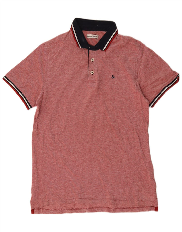 Jack & Jones Herren-Poloshirt, groß, rote Colourblock-Baumwolle
