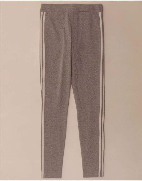 Adidas Womens Leggings UK 12 Medium Grey Flecked Cotton