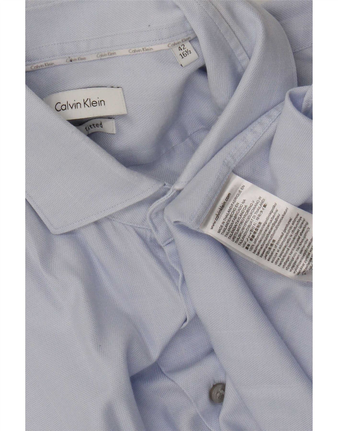 Calvin Klein Herren-Hemd, tailliert, Größe 42, 16 1/2, große blaue Baumwolle