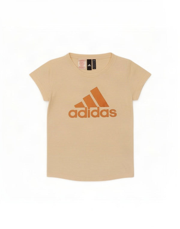 Adidas T-Shirt mit Grafik für Mädchen, 11–12 Jahre, beige gesprenkelte Baumwolle