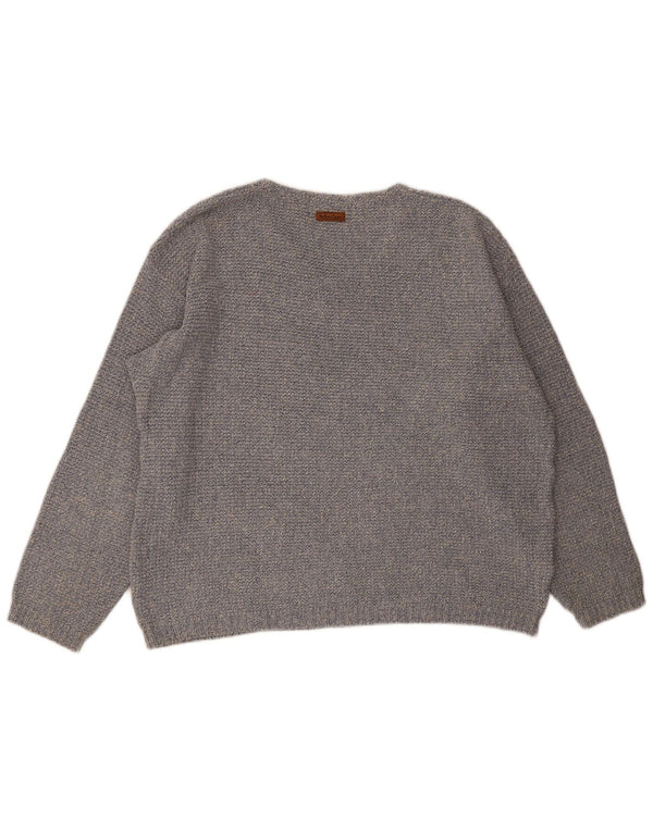 Marlboro Classics Damen-Pullover mit V-Ausschnitt, UK 20 2XL, Marineblau meliert