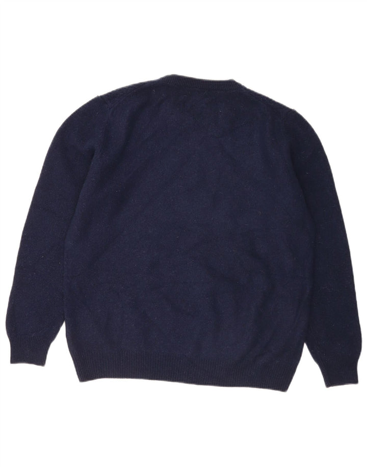 Marks & Spencer Herren Blauer Harbour-Pullover mit Rundhalsausschnitt, Mittelmarineblau