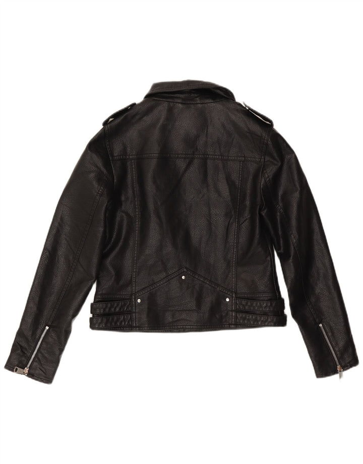 Warehouse Damen-Bikerjacke aus Kunstleder, UK 10, Größe S, Schwarz, Polyurethan