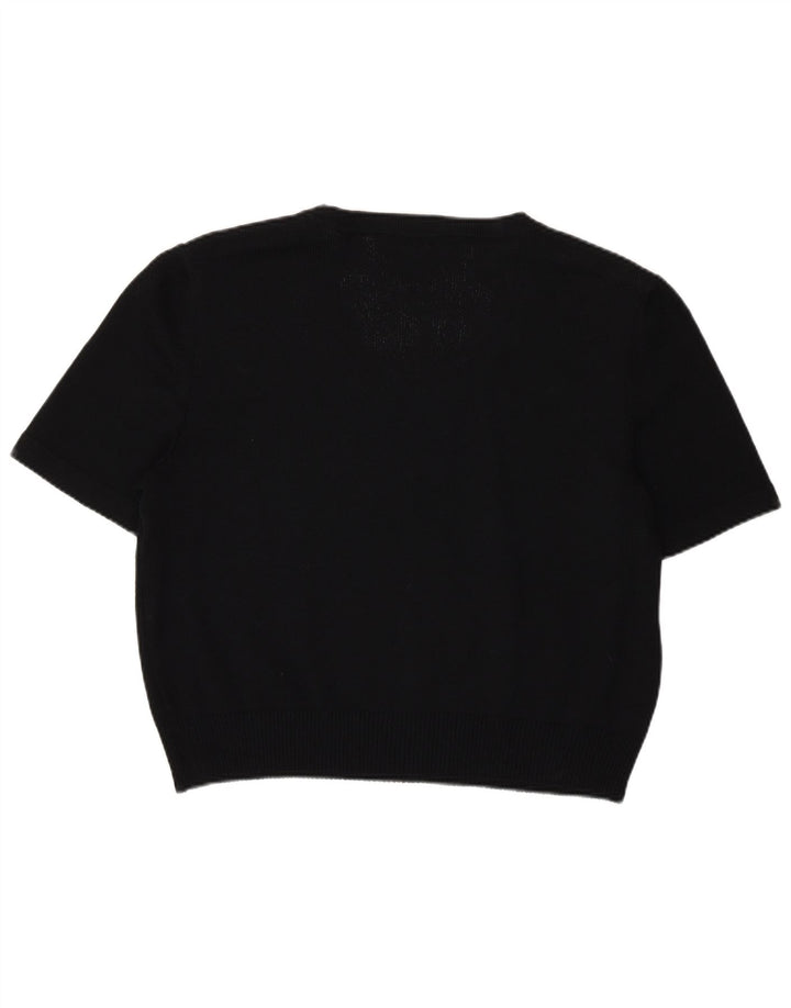 ST.John Damen-Pullover, kurzärmelig, U-Boot-Ausschnitt, Gr. 42, Größe L, Schwarz