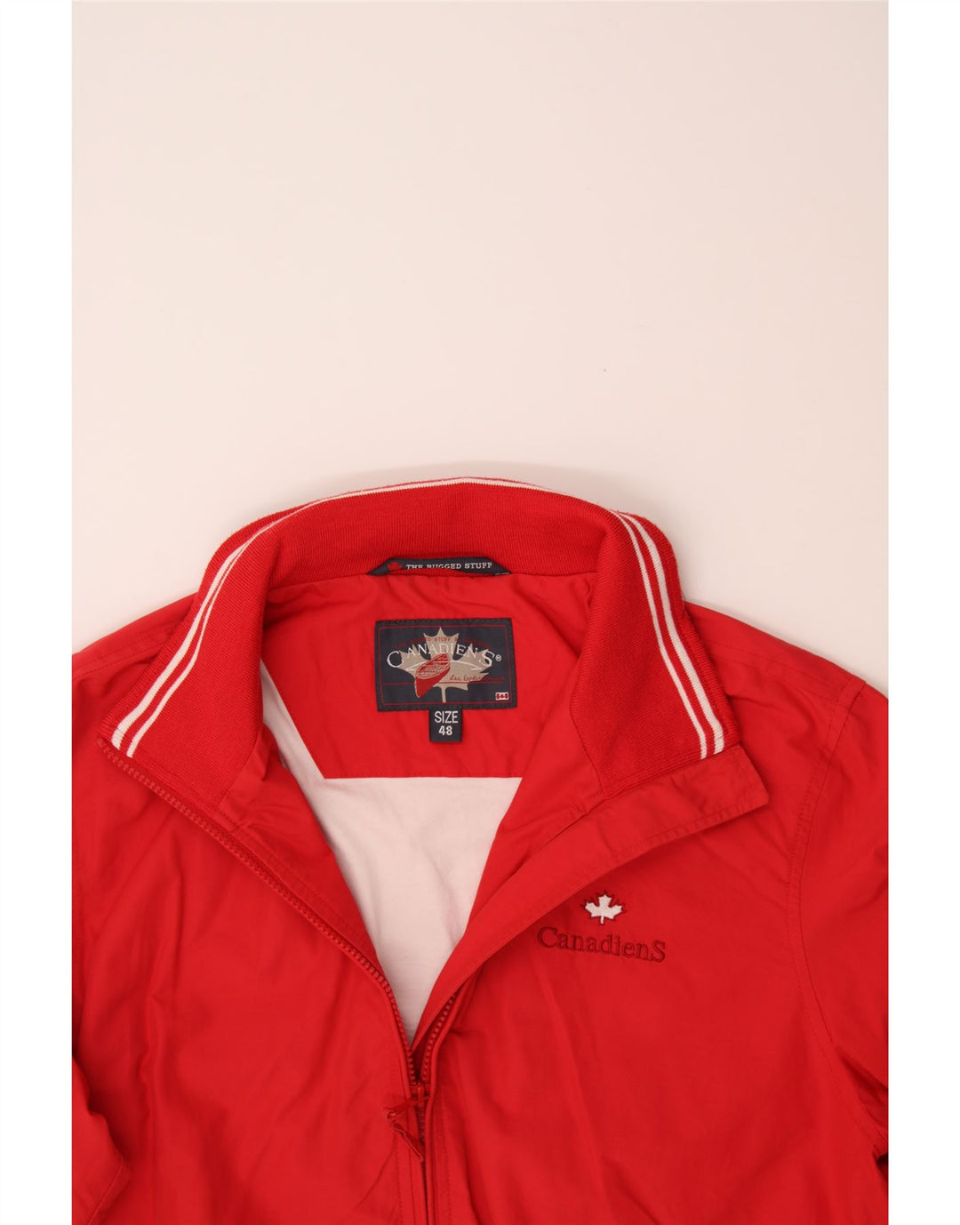 CANADIENS Mens Bomber Jacket IT 48 Medium Red Cotton Vintage Canadiens and Second-Hand Canadiens from Messina Hembry 