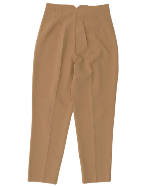 Zara Damen-Freizeithose mit hoher Taille, schmal zulaufend, Größe M, W30, L27, Beige