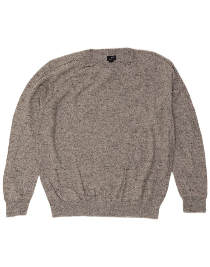 J. Crew Herren-Pullover mit Rundhalsausschnitt, groß, grau meliert, Baumwolle