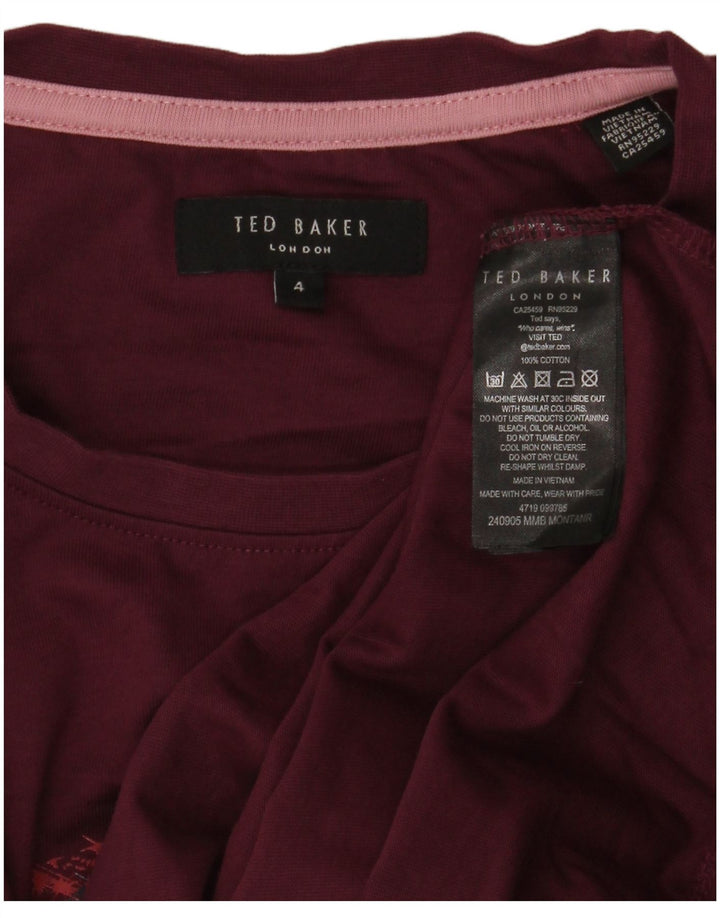 Ted Baker Herren-T-Shirt mit Grafik, Größe 4, Größe L, Kastanienbraun, Baumwolle