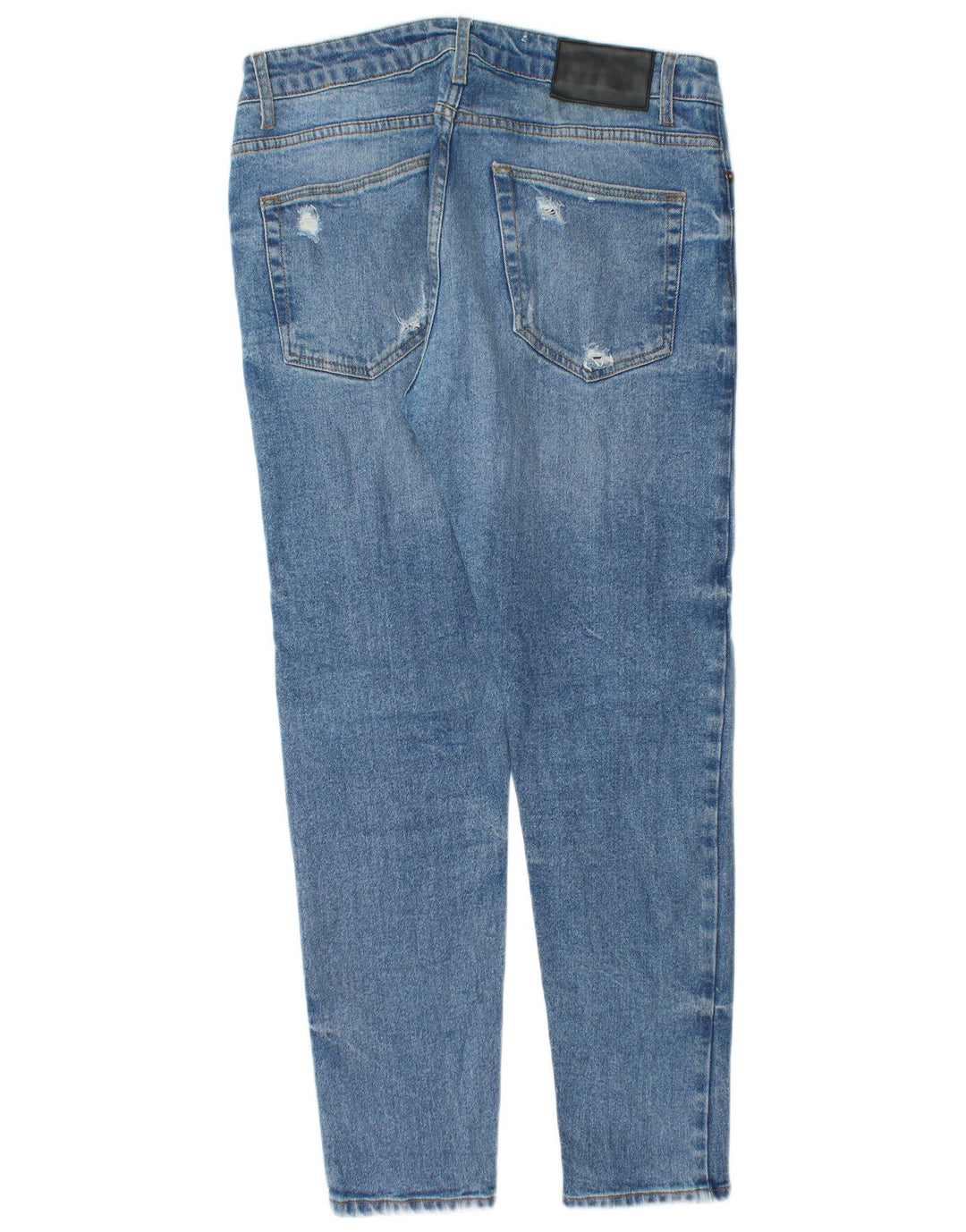 Zara Damen Distressed Slim Jeans W33 L28 Blau