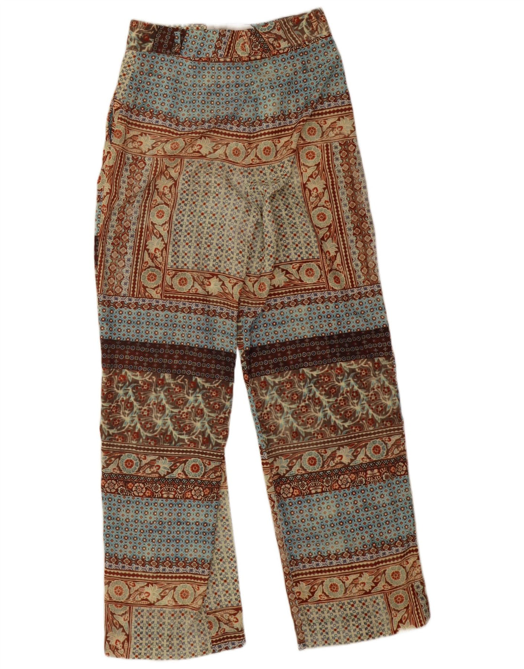 Zara Damen-Hose mit hoher Taille, gerade, Größe S, W28, L31, Beige, Patchwork