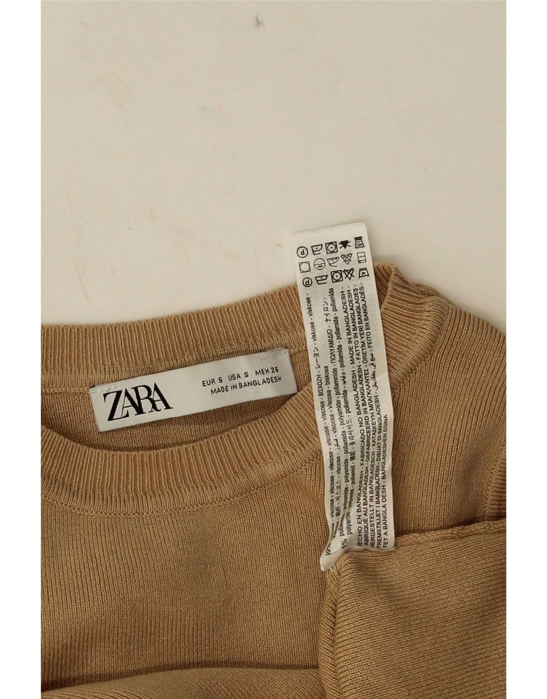 Zara Damen Crop Vest Top UK 8 Small Braune Viskose