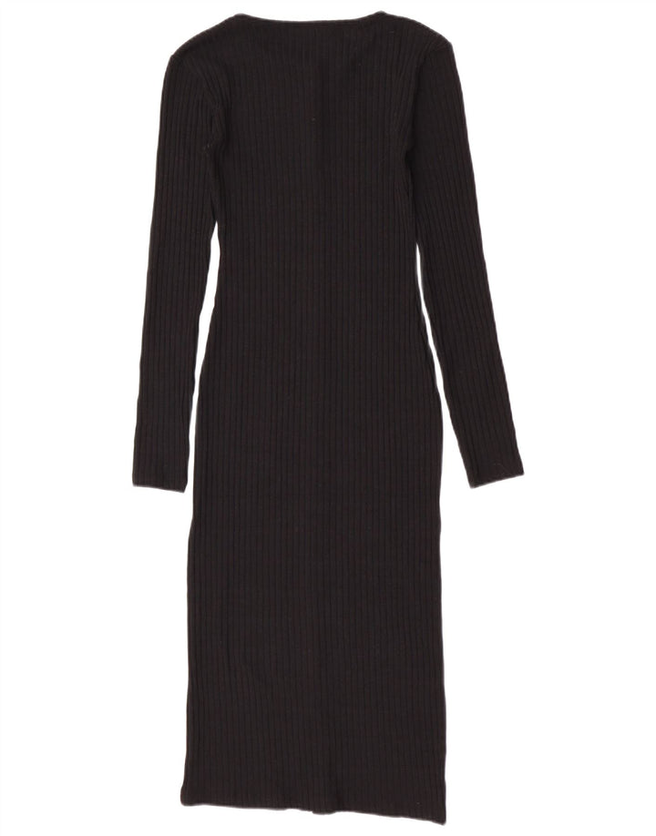 Zara Damen Longline-Cardigan-Pullover UK 8 Small Schwarz Polyester