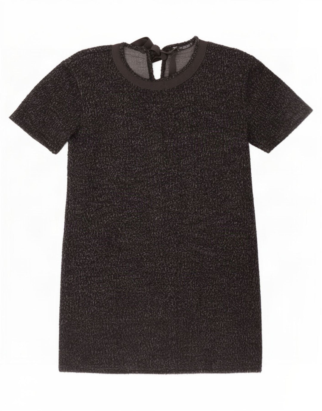 Zara Damen-Basic-Kleid UK 14 Mittelschwarz gefleckte Baumwolle
