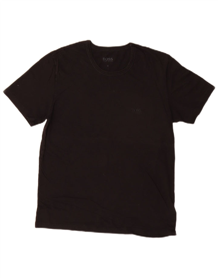 Hugo Boss Herren T-Shirt Top Medium Schwarz Baumwolle